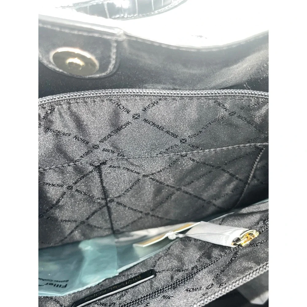 Michael Kors Emilia Large EW Tote Bag Black‎ Trim Canvas Designer Purse